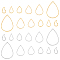 PH PandaHall 90pcs Hoop Earrings 24K Gold 925 Sterling Silver Open Bezels 6 Size Teardrop Wave Hollow Frames Linking Rings for Jewelry Making Resin Casting Earring or Chains Dried Flower