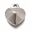 Non-Tarnish 304 Stainless Steel Charms, Pointed Heart, Stainless Steel Color, 14.5x12x4mm, Hole: 1.8mm