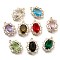 Brass Micro Pave Clear Cubic Zirconia Pendants, with Glass, Lead Free & Cadmium Free, Long-Lasting Plated, Oval Charm, Golden, Mixed Color, 24x18x19mm, Hole: 1.5mm