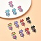 12Pcs 6 Colors Alloy Enamel Connector Charms, Cat with Flower Pattern, Mixed Color, 28.5x15x1.5mm, Hole: 1.5mm, 2pcs/color