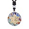 Orgonite Chakra Natural & Synthetic Mixed Stone Pendant Necklaces, Nylon Thread Necklace for Women, Flat Round, Star, 25.59 inch(65cm)