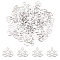 30Pcs 304 Stainless Steel Charms, Lotus Charms, Stainless Steel Color, 7.5x9.5x1mm, Hole: 1.4mm