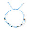 Faceted Glass Rondelle Beads Braided Bead Bracelets, Adjusstable Nylon Multi-strand Bracelets for Women, Light Sky Blue, Inner Diameter: 11 inch(28cm)
