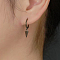 S925 Sterling Silver Geometric Triangle Hoop Earrings for Unisex, Black, 20x10mm