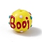 Opaque Painted Glass Beads, Hand Drawn Beads, Round with Handmade Enamel Smearing BOOi, Yellow, 13.5x13mm, Hole: 1.4mm
