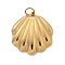 304 Stainless Steel Pendants, with Jump Ring, Shell Shape Charms, Ion Plating(IP), Golden, 30x24.5x4.5mm, Hole: 2.5~4mm