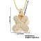 Elegant Brass Micro Pave Clear Cubic Zirconia 3D Initial Necklaces, Perfect Gift for Her, Golden, Letter X, 15.75 inch(40cm)