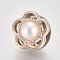 Plastic Safety Brooches, with Iron Pins and Acrylic Imitation Pearl, Flower, 12x11.7mm, Pin: 1mm