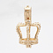 Brass Locket Pendants, Cage Pendants, Cadmium Free & Nickel Free & Lead Free, Hollow, Crown, Light Gold, 20x12x14mm, Hole: 4x3mm, Inner measure: 7x9mm
