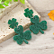 Shiny Acrylic Clover Dangle Stud Earrings, Green, 45x28mm