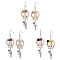 Brass Dangle Earrings, with Alloy Gun & Skull Beads &  Flower Resin Cabochons, for Halloween, Platinum, Mixed Color, 3-1/8x1 inch(7.9x2.5cm)
