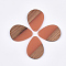 Resin & Walnut Wood Pendants, Teardrop, Coral, 36x26.5x3~4mm, Hole: 2mm