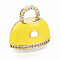 Brass Micro Pave Cubic Zirconia Enamel Pendants, Nickel Free, Bag, Real 16K Gold Plated, Yellow, 17x18x9.5mm, Hole: 4x5mm