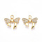 Brass Micro Pave Cubic Zirconia Pendants, Cadmium Free & Lead Free, Bowknot, with Jump Ring, Real 18K Gold Plated, 15x19x3mm, Hole: 3.5mm