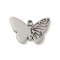 Non-Tarnish 304 Stainless Steel Pendants, Laser Cut, Butterfly Charm, Stainless Steel Color, 12x18x1.5mm, Hole: 1.4mm