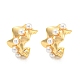 Серьги-каффы из латуни с пластиковым жемчугом и стойкой EJEW-A028-57G-1