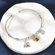 Браслеты с подвесками из латуни с микропаве из прозрачных кубических цирконий для женщин BJEW-Z089-04G