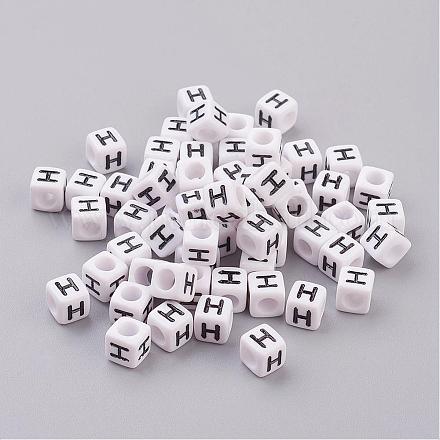 6 мм белая буква акрил куб бисер X-PL37C9308-H-1