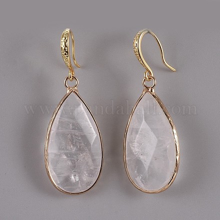 Серьги-подвески с кристаллами кварца в форме капли EJEW-JE02998-02-1