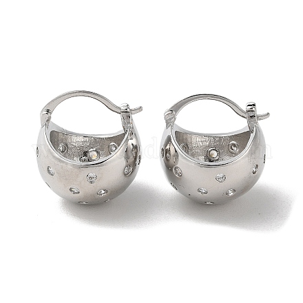 Серьги-кольца из латуни с микропаве из кубического циркония EJEW-M230-07P-1