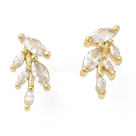 Серьги-гвоздики из латуни с фианитами EJEW-D061-12G-1