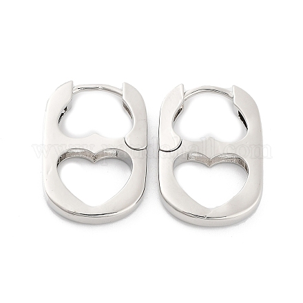 Серьги-кольца из латуни с сердечком для женщин KK-Z038-20P-1