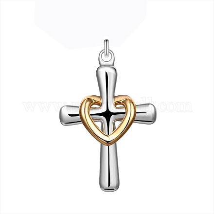 Латунь сердце и крест подвески KK-BB11621-1