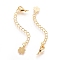 Long-Lasting Plated Brass Chain Extender, with Lobster Claw Clasps and Flower Tips, Real 18K Gold Plated, 71x3mm, Hole: 2.5mm