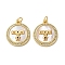 Brass Micro Pave Cubic Zirconia Pendants, with Shell, Mother Themes, Real 18K Gold Plated, Rack Plating, Lasting Plated, Cadmium Free & Lead Free, Flat Round, 20.5x18x3mm, Hole: 3mm