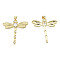 Brass Micro Pave Clear Cubic Zirconia Pendants, with Brass Snap on Bails, Nickel Free, Dragonfly, Real 18K Gold Plated, 34x32x3.5mm, Hole: 3x4mm