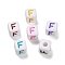 Opaque Acrylic Beads, Enamel Style, Cube with Letter, Letter F, 10x9.5x9mm, Hole: 3.8mm, about 560pcs/500g