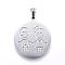 Non-Tarnish 304 Stainless Steel Pendants, Flat Round with Boy & Girl, Stainless Steel Color, 38.5x25x2mm, Hole: 3x6mm