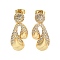 Teardrop Brass Pave Clear Cubic Zirconia Stud Earrings, Real 16K Gold Plated, 30x12mm