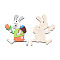 Single-Sided Printed Wood Big Pendants, Rabbit Charm with Flower, Light Green, 97x60x2mm, Hole: 3mm