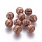 CCB Plastic Beads, Round, Corrugated  Beads, Red Copper, 12mm, Hole: 2mm