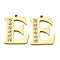 Real 14K Gold Plated 304 Stainless Steel Pendants, with Rhinestone, Letter E, Letter E, 18x14.5x1.5mm, Hole: 1.2mm