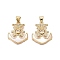 Brass Micro Pave Clear Cubic Zirconia Pendants, Cadmium Free & Lead Free, with Shell, Anchor Charms, Real 18K Gold Plated, 22.5x19x3mm, Hole: 5x3.5mm