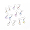 6 Pairs 6 Style Colorful Rhinestone Flower & Cross & Leaf & Teardrop Dangle Earrings, Brass Jewelry for Women, Platinum, 32~35mm, Pin: 0.5mm, 1 Pair/style