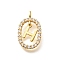 Brass Micro Pave Cubic Zirconia Pendants, Cadmium Free & Nickel Free & Lead Free, Real 18K Gold Plated, Oval with Letter Charms, Letter H, 18.5x11x3.5mm, Hole: 2x1.5mm