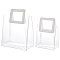 PVC Laser Transparent Bag, Tote Bag, with PU Leather Handles, for Gift or Present Packaging, Rectangle, White, Finished Product: 25.5x18x10cm, 2pcs/set