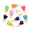 Brass Micro Pave Clear Cubic Zirconia Enamel Pendants, with Jump Ring, Cadmium Free & Nickel Free & Lead Free, Real 16K Gold Plated, Heart, Mixed Color, 24.5x13x3.5mm, Jump Ring: 5x1mm, 3mm inner diameter