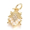 Brass Micro Pave Cubic Zirconia Pendants, Long-Lasting Plated, with Shell Pearl and Jump Ring, Insect, Clear, Real 18K Gold Plated, 12x8.5x2.5mm, Hole: 3.5mm