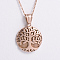 Vintage Style Stainless Steel Tree of Life Pendant Necklaces, Rose Gold