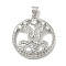 Rack Plating Brass Micro Pave Cubic Zirconia Pendants, Long-Lasting Plated, Lead Free & Cadmium Free, Round Ring with Heart and Butterfly Charms, Platinum, 25x22x4mm, Hole: 5x3mm