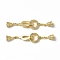 Brass Crystal Rhinestone Fold Over Clasps, Cadmium Free & Nickel Free & Lead Free, Ring, Real 18K Gold Plated, 54mm, Ring: 15.5x11x1.5mm, Clasps: 19x6.5x5.5mm, Pendant: 9x6mm, Pin: 0.7mm
