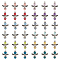 Baking Painted Pearlized Glass Pearl Pendants, with Tibetan Style Alloy Beads and Rhinestone Spacer Beads, Angel, Mixed Color, 28.5x21.5x8mm, Hole: 2.5mm, 12pcs/set, 3 set/box