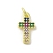 Brass Micro Pave Cubic Zirconia Pendants, Cadmium Free & Nickel Free & Lead Free, Real 18K Gold Plated, Cross Charms, Colorful, 16x8x2mm, Hole: 3mm