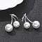Brass Cherry Stud Earrings, with ABS Imitation Pearl, Lead Free & Cadmium Free, Long-Lasting Plated, Rack Plating, Platinum, 30x24mm
