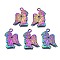 Alloy Pendants, Cadmium Free & Nickel Free & Lead Free, Cupid Angel, Rainbow Color, 23.5x17x1mm, Hole: 2mm