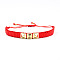 Vintage Glass Seed Beads Braided Bead Bracelets, Rivet Bracelets for Women, with Alloy, Red